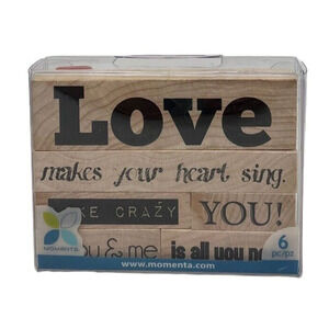 Momenta ~ LOVE ~ Wood Mounted Rubber Stamps - 6 pc Set - Words & Phrases